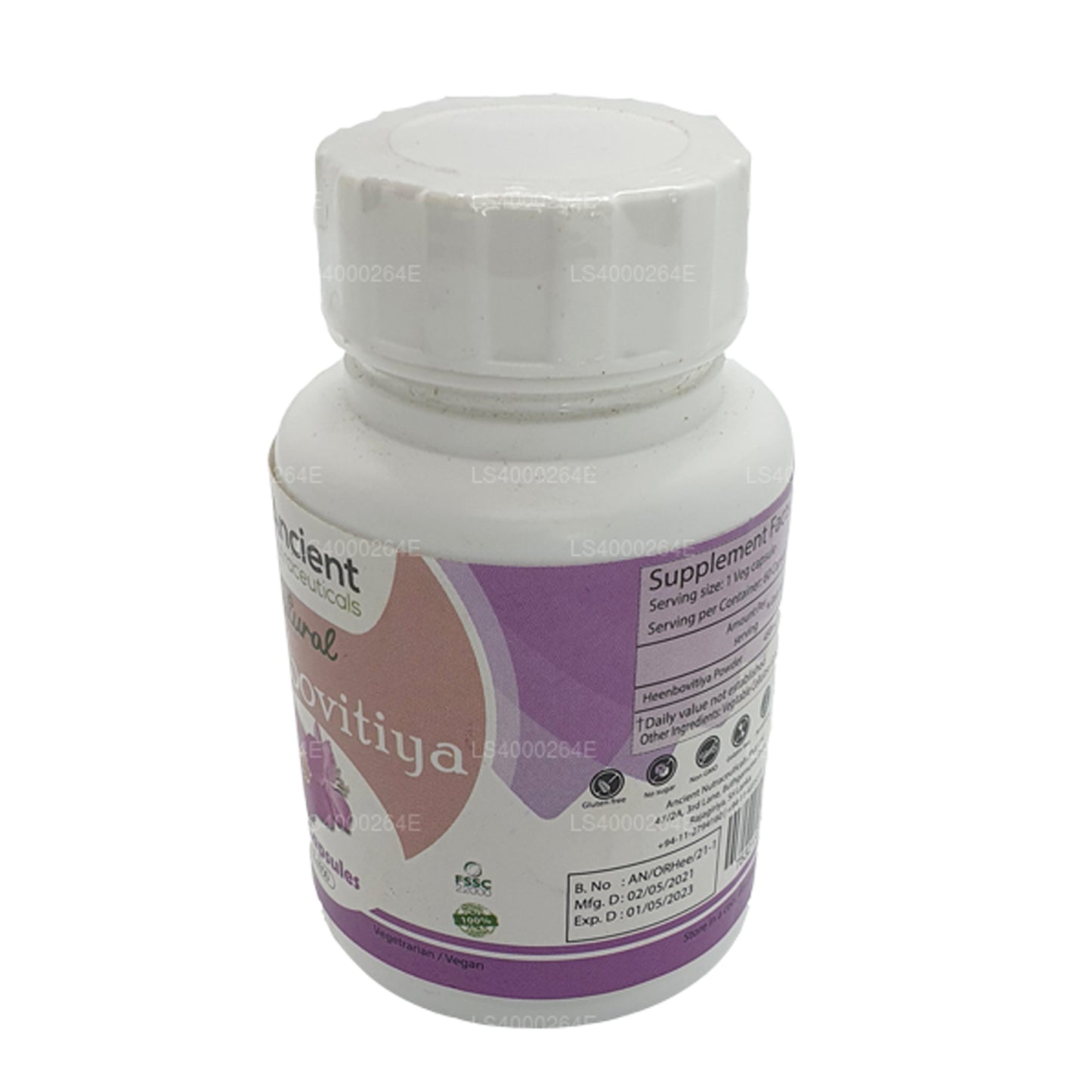 Ancient Nutraceuticals Organic Heen Bovitiya（60g x 650mg 素食胶囊）