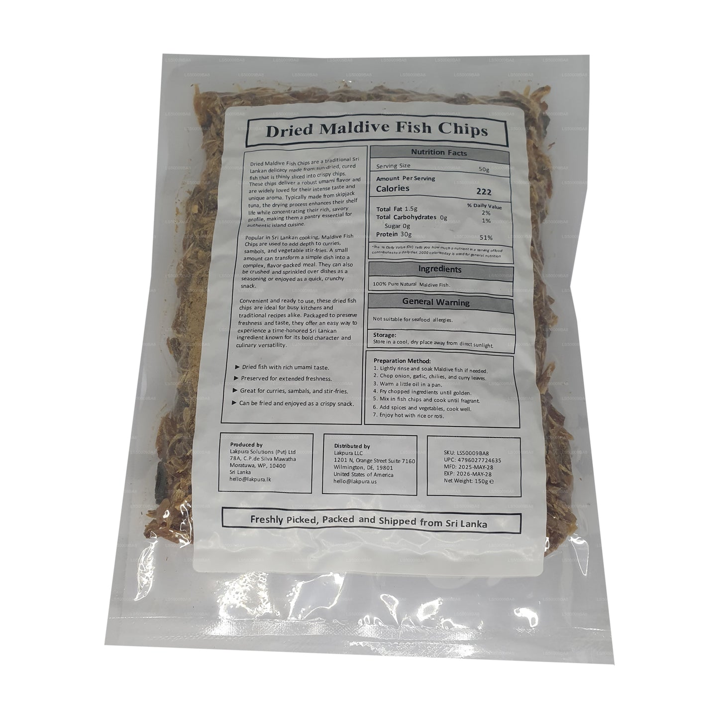 Lakpura 马尔代夫炸鱼片 (150g) Pack