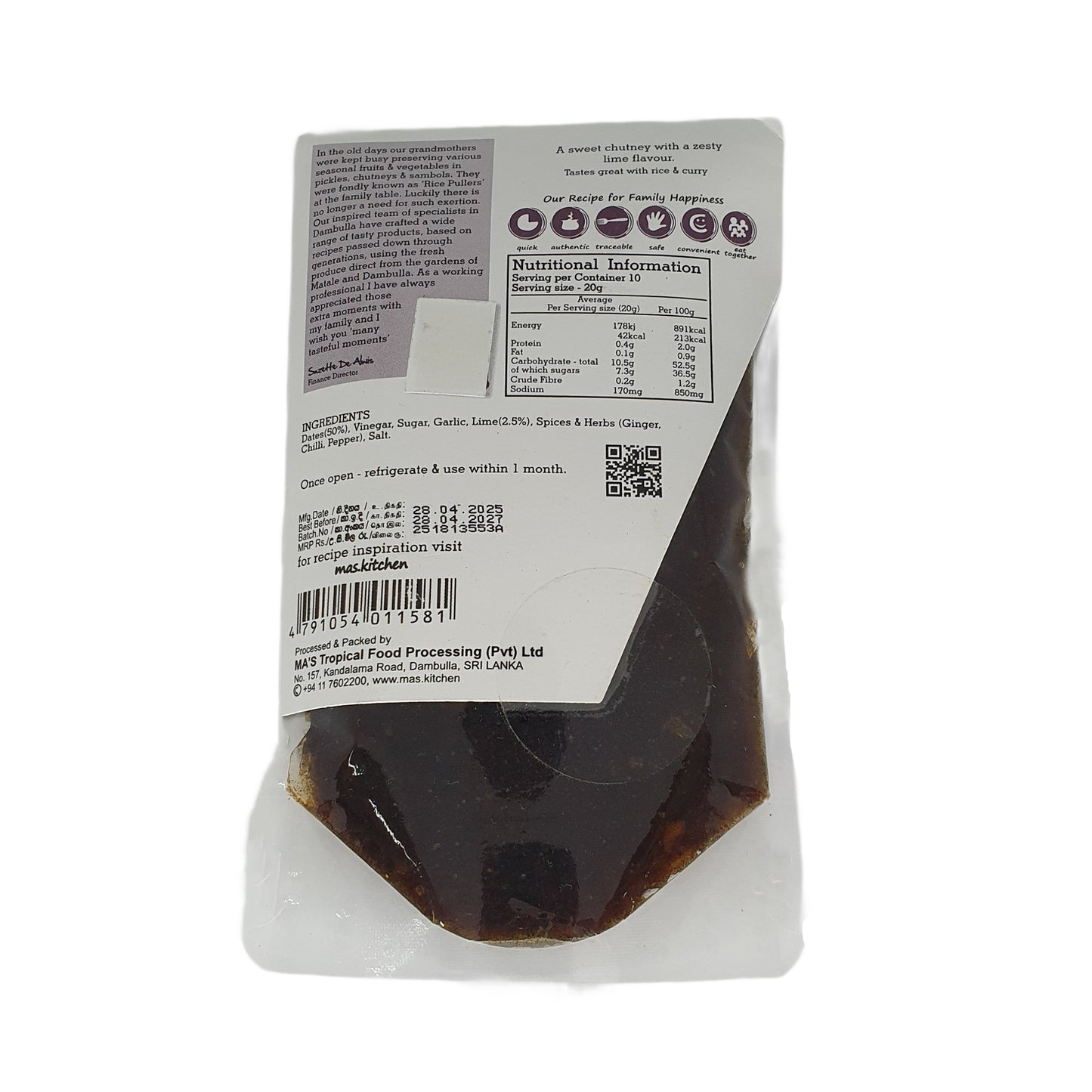 MA 的厨房椰枣和酸橙酸辣酱 (200 g)