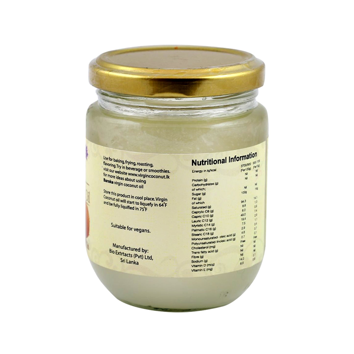 Baraka Virgin Coconut Oil (Glass)