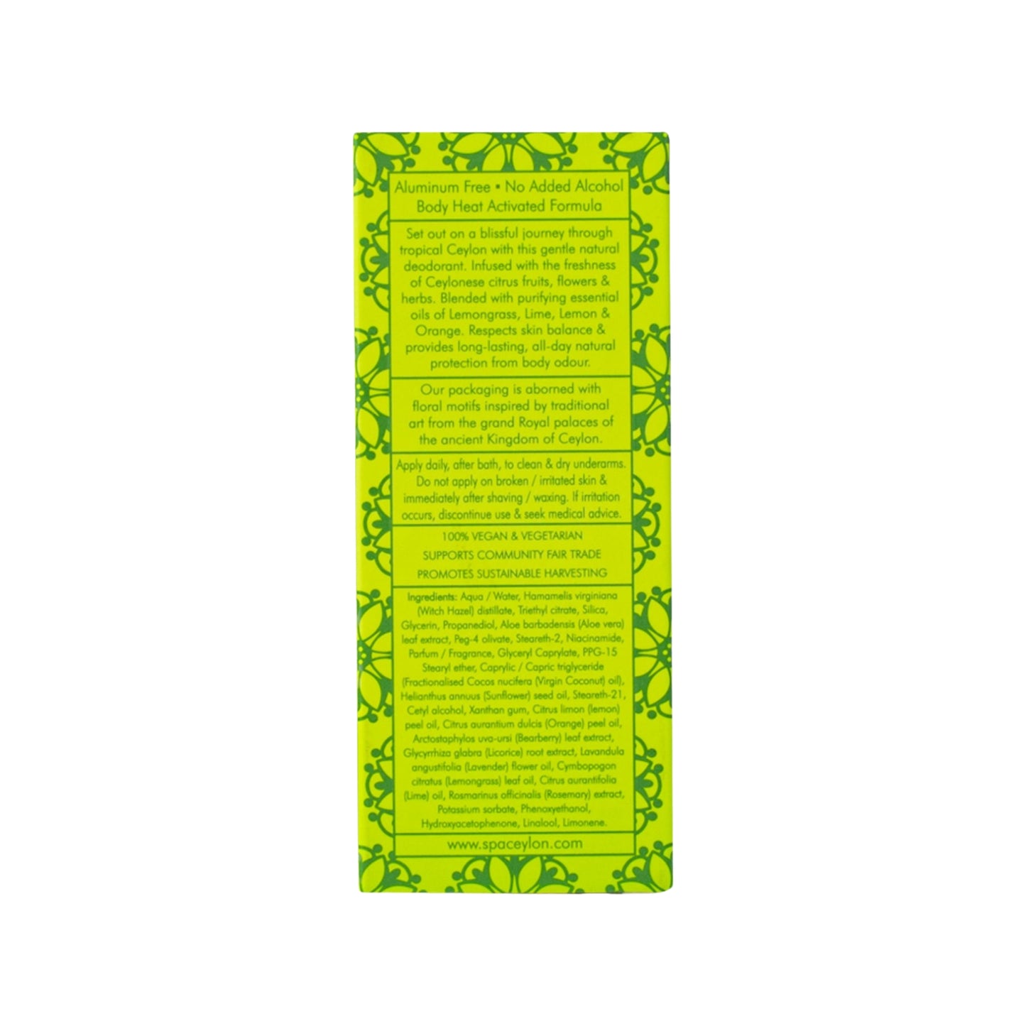 锡兰水疗中心柠檬草柠檬清爽除臭剂（50 毫升）