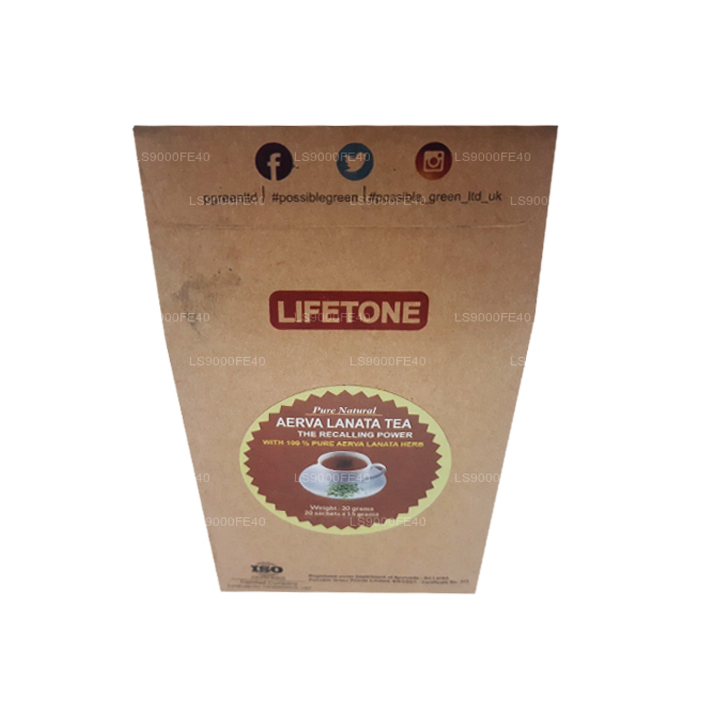 Lifetone（Polpala、Mountain Knotgrass）Aerva Lanata（30g）20 个茶包