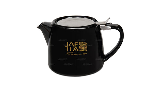 Jaf Tea High Gloss Black Stump Type 带不锈钢浸泡器的瓷茶壶