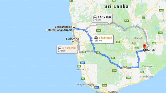 Transfer between Colombo Airport (CMB) and Galapita Sanctuary, Buttala