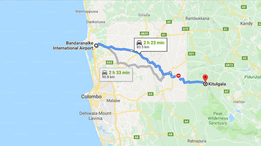 Transfer between Colombo Airport (CMB) and The Plantation Hotel, Kitulgala