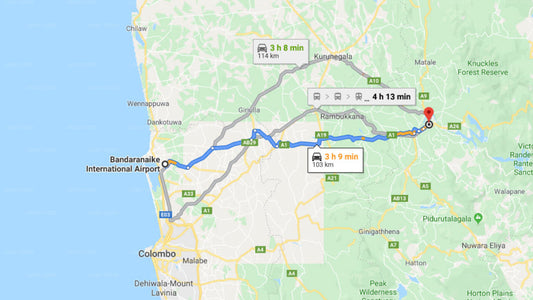 Transfer between Colombo Airport (CMB) and Green woods, Kandy