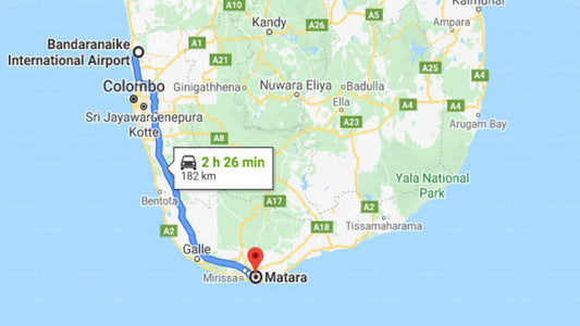 Transfer between Colombo Airport (CMB) and Amaloh by Jetwing, Matara