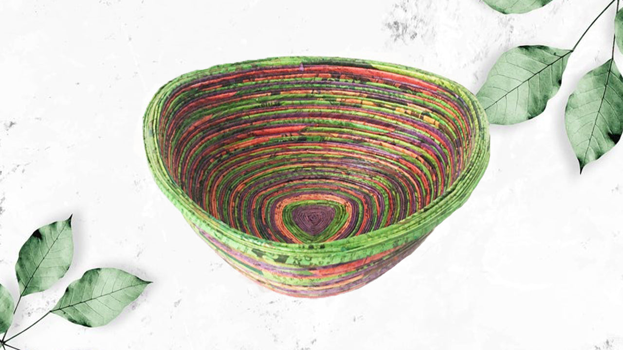 Handmade Newspaper Bowl (Triangle)