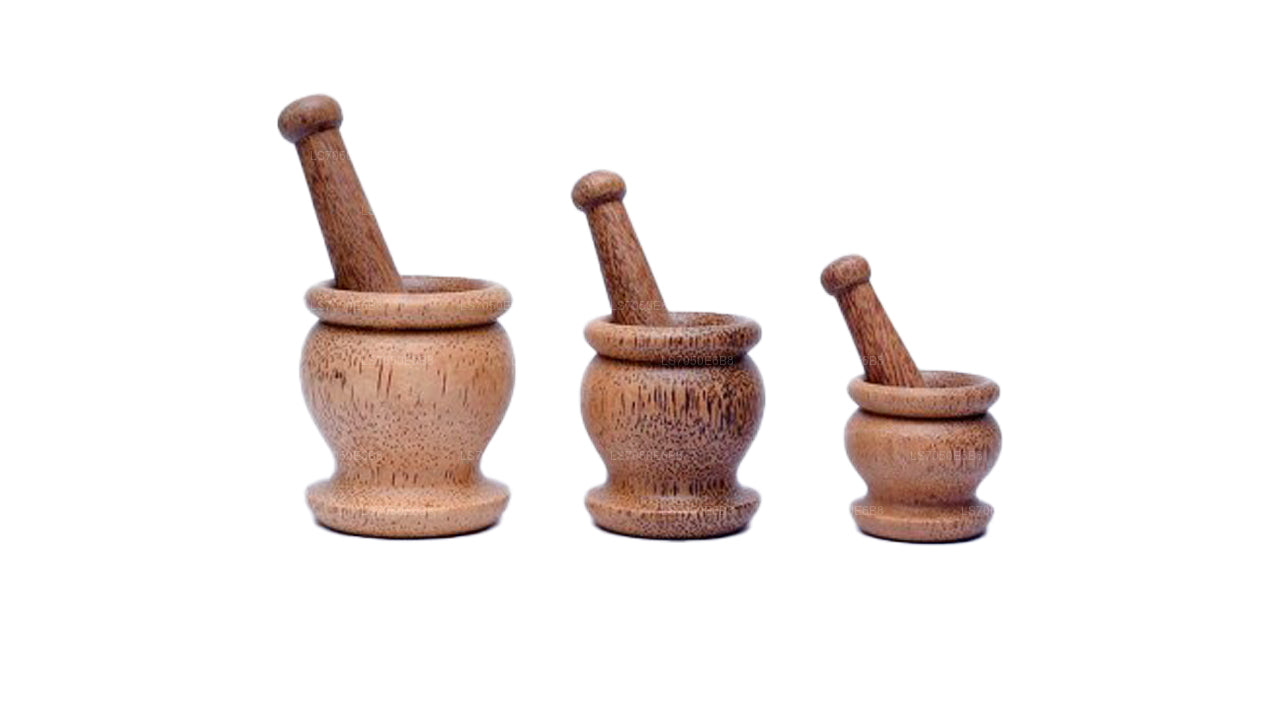 Lakpura Wooden Motar and pestle（Wangediya）高（8 厘米）