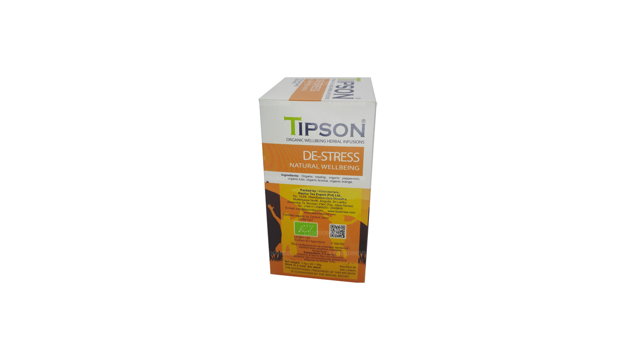 Tipson Tea Organic De-Stress Natural Wellbeing 20 enveloped tea bags (30g)