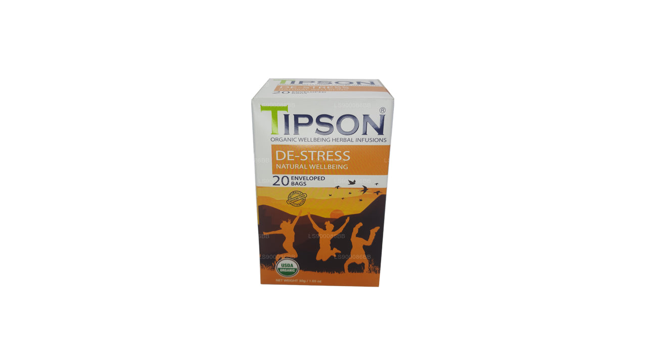Tipson Tea Organic De-Stress Natural Wellbeing 20 enveloped tea bags (30g)