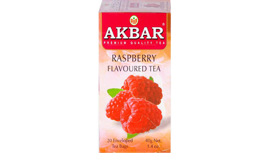 Akbar Raspberry Flavoured Ceylon Black Tea, (40g) 20 Tea Bags